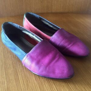 Vintage Leather Colour Block Flats ✨ size 7.5